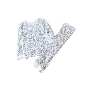 NEW Tahari Size 4T White DIY Colorable Pajama Set Halloween Witch Gift Ghost